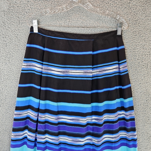 Yumi Kim Multi Color Vertical Striped Back Zip 100% Silk Maxi Skirt Sz L. - Picture 3 of 11